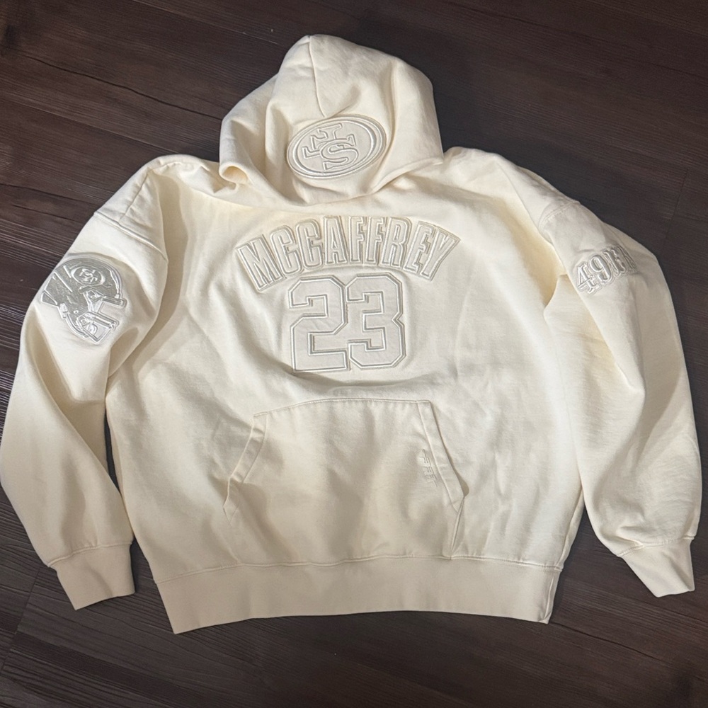 🏈San Francisco 49rs Christian McCaffery (CMC) Cream 49ers Hoodie NWOT $FIRM$